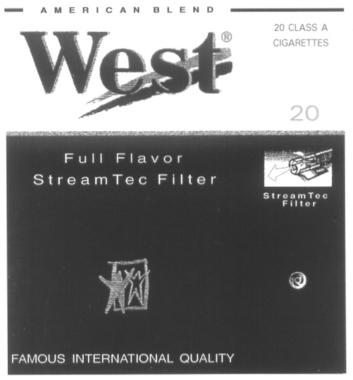 AMERICAN BLEND West 20 CLASS A CIGARETTES 20 Full Flavor StreamTec Filter StreamTec Filter FAMOUS INTERNATIONAL QUALITY