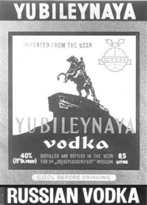 YUBILEYNAYA THE PRIDE FROM THE USSR YUBILEYNAYA vodka 40% DISTILLED AND BOTTLED IN THE USSR 0,5 COOL BEFORE DRINKING RUSSIAN VODKA
