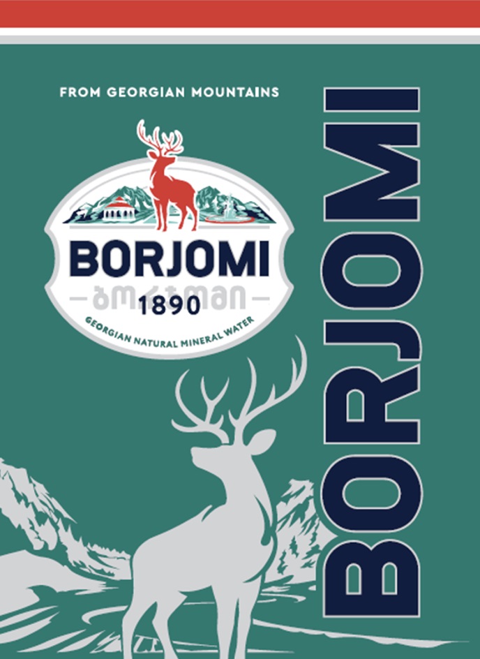 FROM GEORGIAN MOUNTAINS BORJOMI 1890 GEORGIAN NATURAL MINERAL WATER БОРЖОМИ