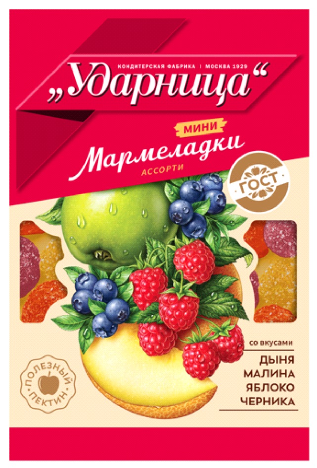 Изображение товарного знака Ударница Мармеладки ассорти мини ГОСТ на основе ДЫНЯ МАЛИНА…