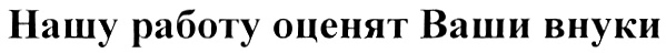 Нашу работу оценят Ваши внуки