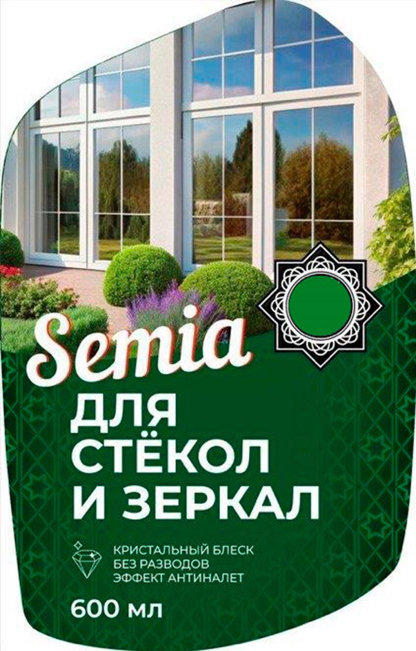 Semia ДЛЯ СТЁКОЛ И ЗЕРКАЛ КРИСТАЛЬНЫЙ БЛЕСК БЕЗ РАЗВОДОВ ЭФФЕКТ АНТИНАЛЕТ 600 МЛ