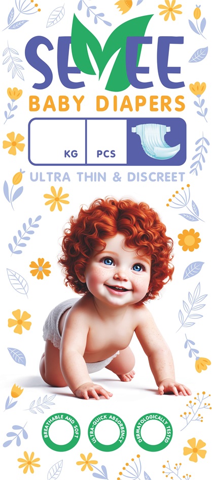SEVEE BABY DIAPERS KG PCS ULTRA THIN & DISCREET BREATHABLE AND SOFT ULTRA-QUICK ABSORBENCY DERMATOLOGICALLY TESTED