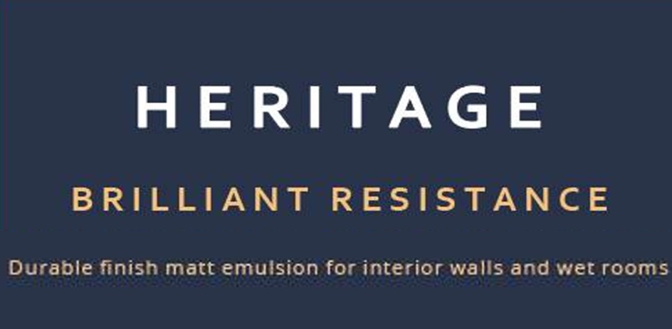 HERITAGE BRILLIANT RESISTANCE Durable finish matt emulsion for interior walls and wet rooms