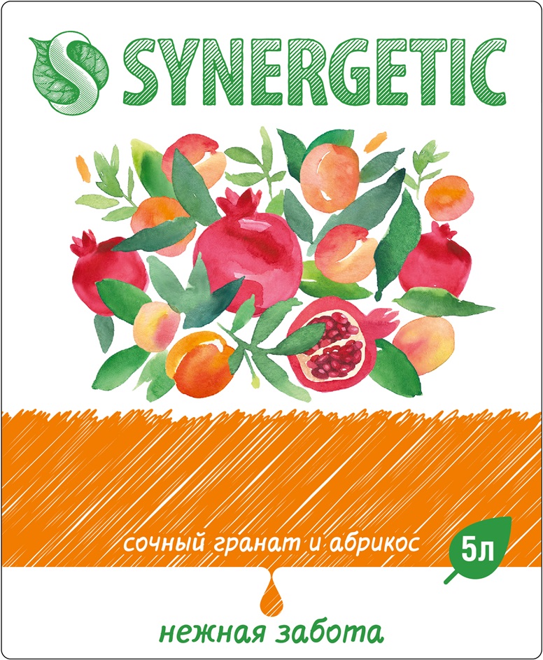 Изображение товарного знака SYNERGETIC сочный гранат и абрикос 5л нежная забота